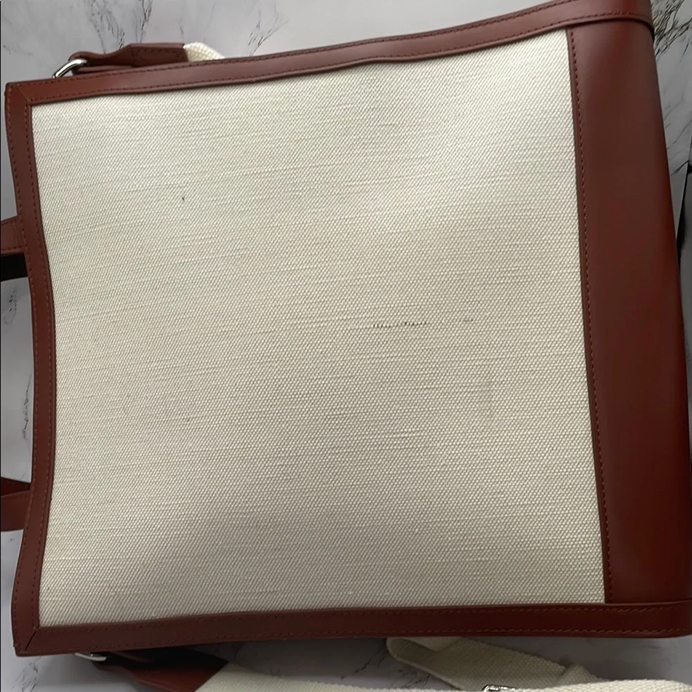 A.P.C. Tan and Cream Canvas Messenger Bag